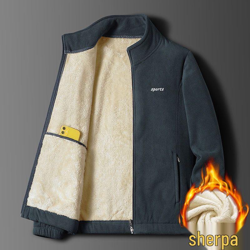 

2026 Dad s Fleece-Lined Winter Jacket: Warm, Thick Stand-up Collar Coat for Middle-Aged and Elderly Men M 90-105 jin серый