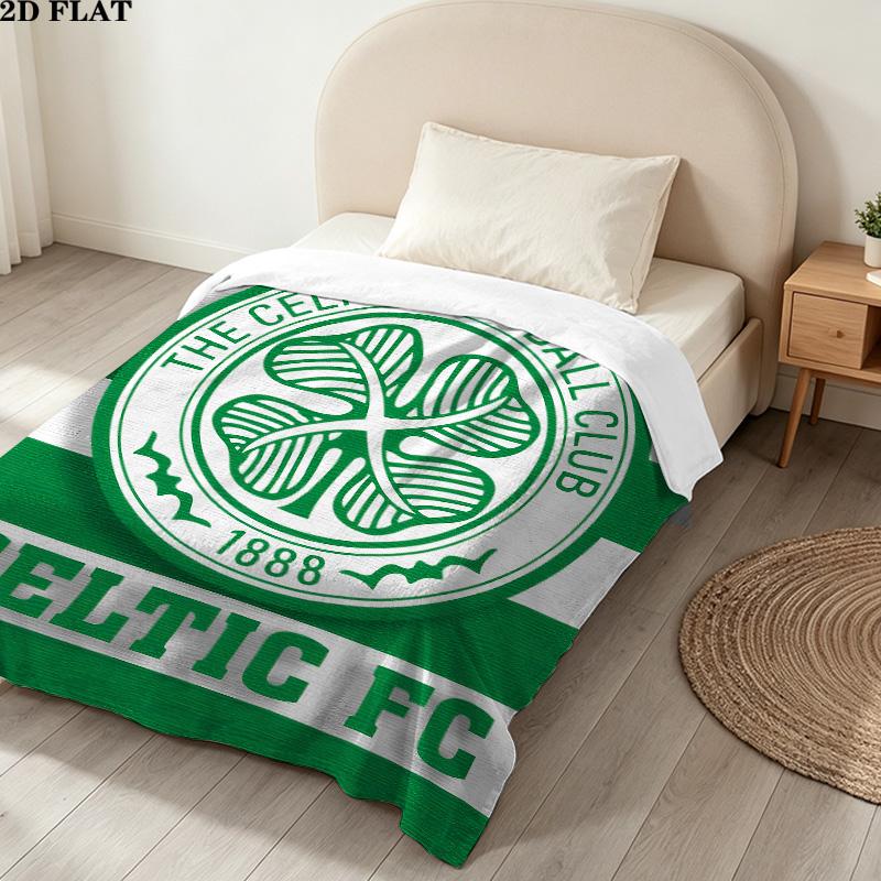 1PC Celtic Football Club Patterned Flannel Blanket Suitable For All Seasons For Home Decor Warmth And Comfort Gifts Holiday Present