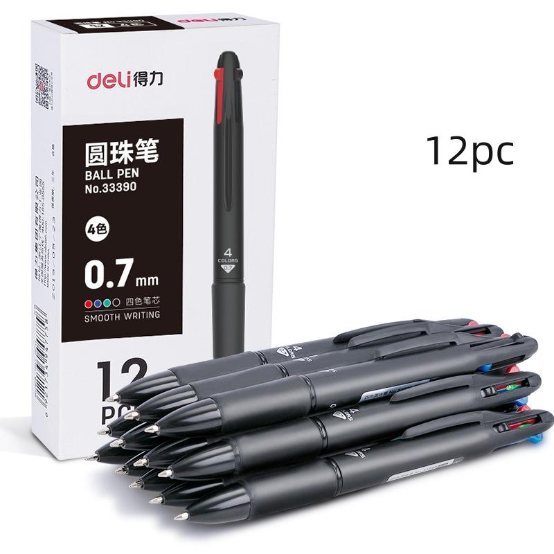 Four Color Switching Simple Ballpoint Pen 0.7mm Bullet Head Student Office Writing Tool Stationery Exam Supplies 12pcs