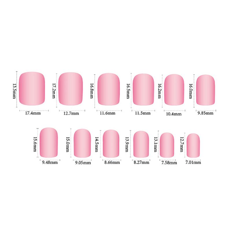24Pcs  Blush Star Short Square False Nails With Jelly Adhesive Detachable Full Cover Press On Artificial Nails Tips