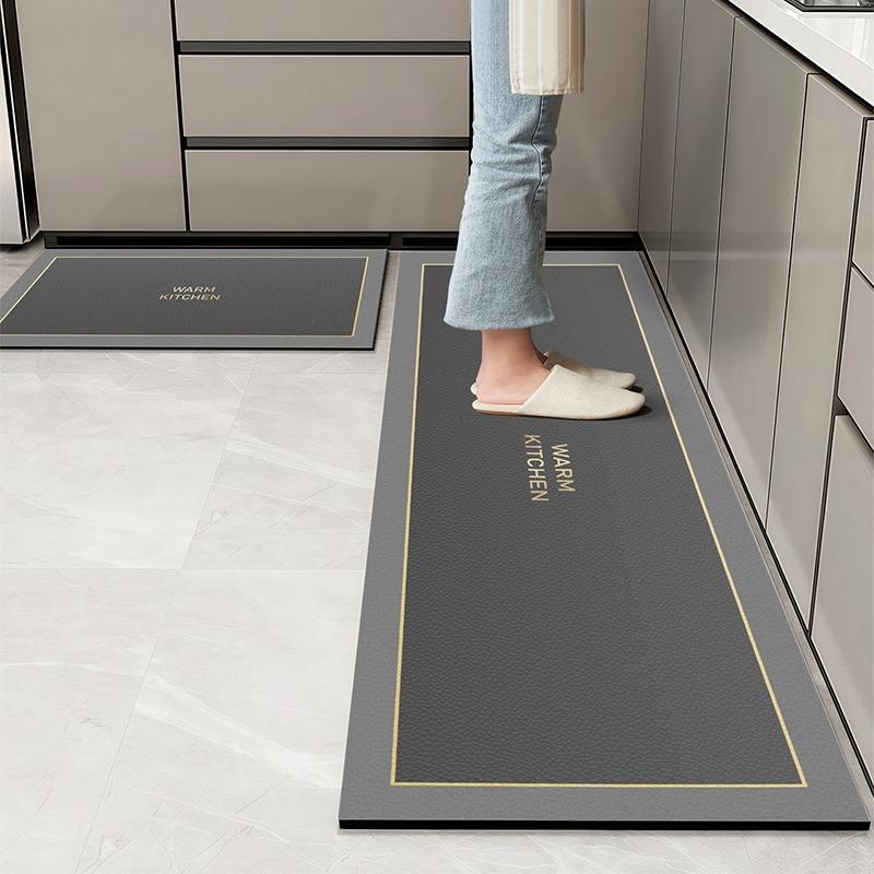 Kitchen Floor Mats Waterproof Oil-proof Wipeable Washable Mat Leather Non-slip Dirt-resistant Carpet Imitation Marble Long Rugs