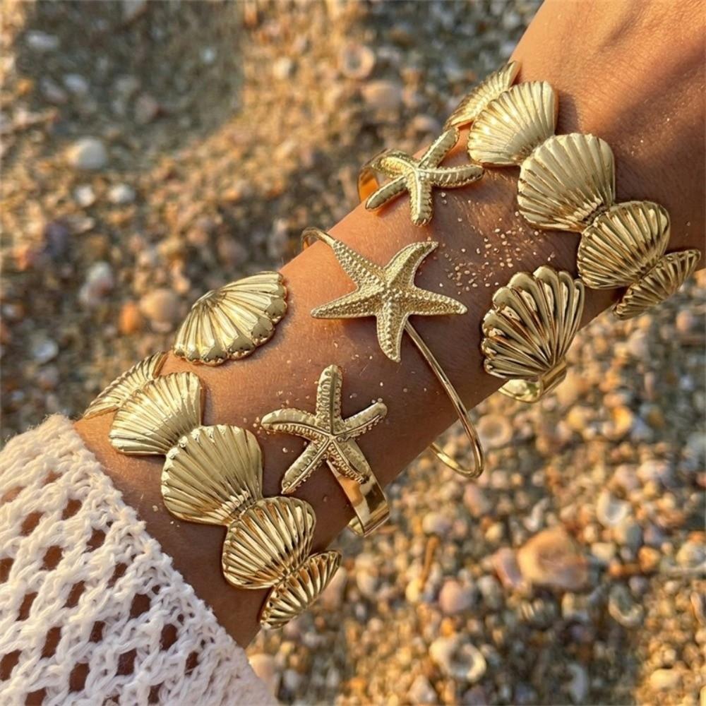 Scallop Arm Cuff Bracelets Silver Flower Upper Arm Bracelet for 5Pcs/Set Arm Accessories