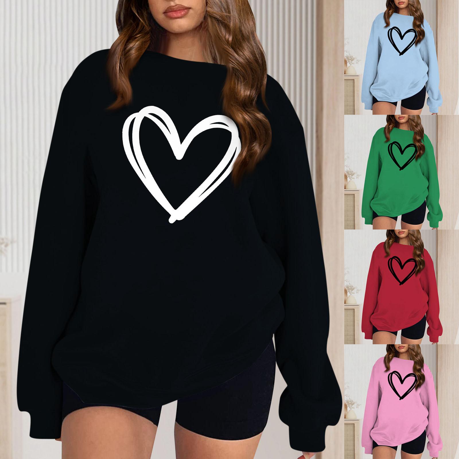 

Женская толстовка Спортивный пуловер с принтом для пар на День Святого Валентина Толстовка Пуловер Топ с длинными рукавами Повседневная толстовка Толстовка для пар L чёрный