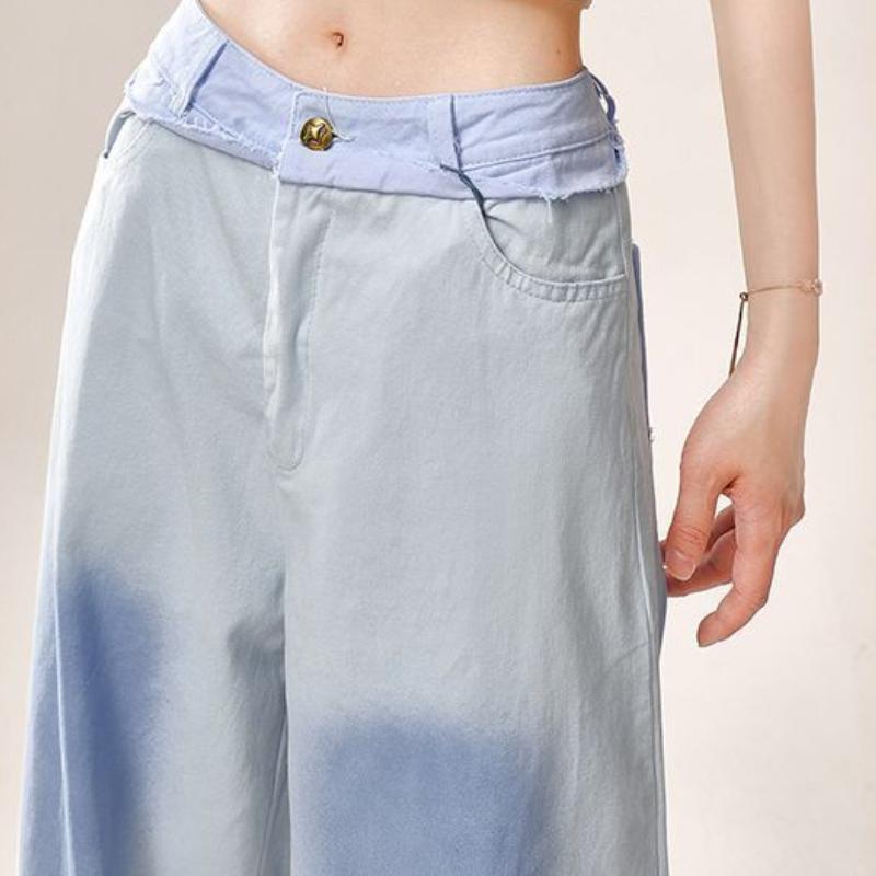 Dopamine Style Star Fringed Jeans for Women - Summer Thin Edition American Wide-Leg Loose Straight-Leg Design-Driven Trousers