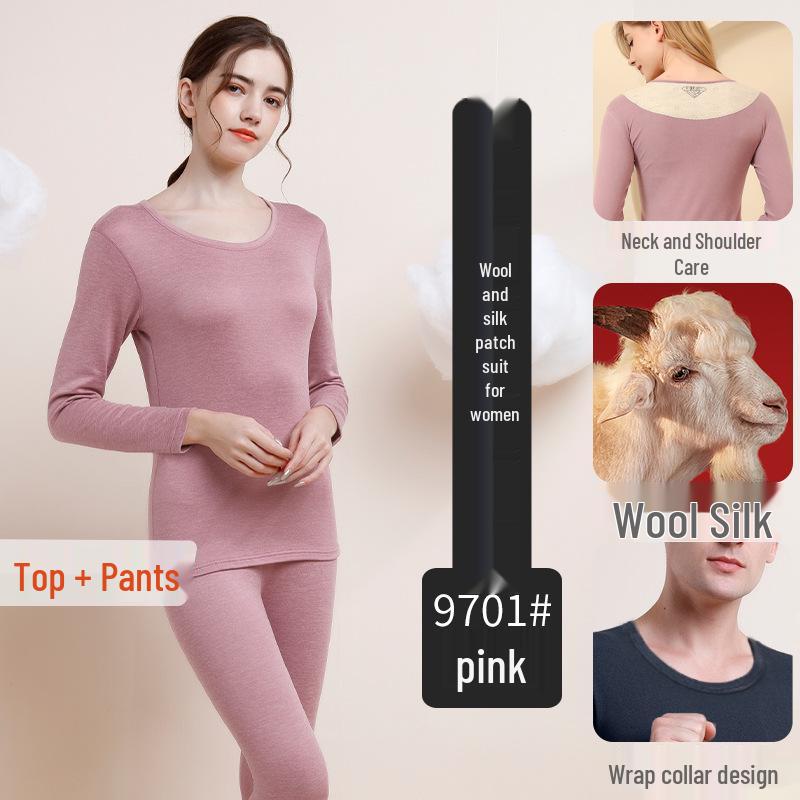 

Комплект термобелья из немецкого бархата : Смесь шелка и шерсти для мужчин и женщин, круглый вырез, плюс бархат, осень/зима. Women s 2XL