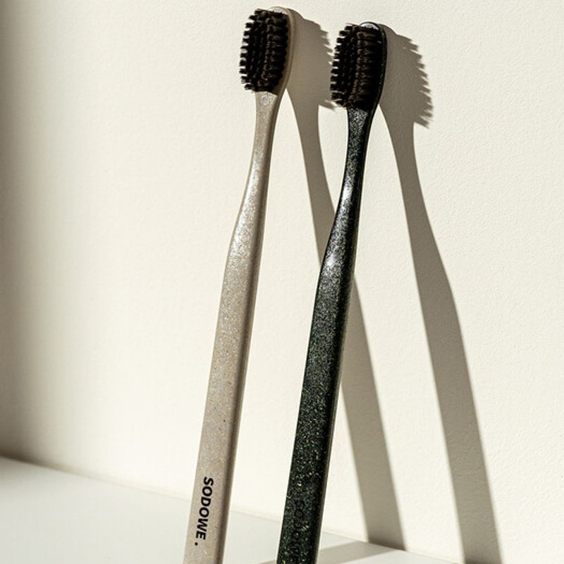 Soduwi Woodchip Triple Double-Sided Fine Bristles Toothbrush x 4 (Mixed) triple toothbrush x 4ea (mix)