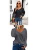 New Women's Patchwork Long Sleeve Striped Casual Loose Top