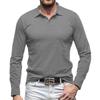 Men's Solid Color Button Lapel Long Sleeve Top Men's Casual Fashion Long Sleeve Top