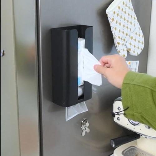 Stylish Magnetic Tissue Box/Tissue Holder, Wall-Mounted, One-Hand Tear, Perfect for Kitchen, Bathroom, or Sink (Black, Thin Type, 6cm)