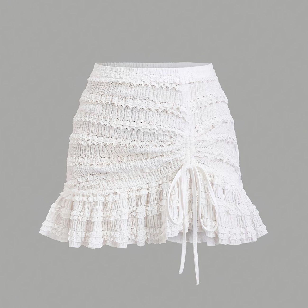 Women s Floral Lace Ballet-Inspired Puffy Skirt XL грязно-белый