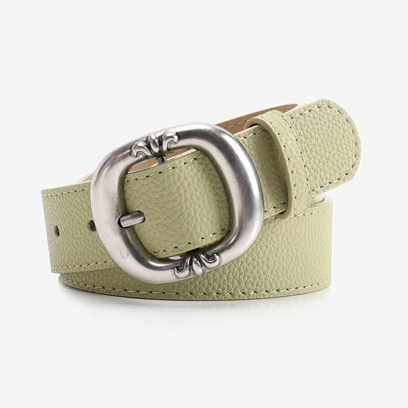 Leopard Pattern Leather Belt With Electroplated Buckle For Casual Women