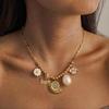 European & American Ocean Beach Style 18K Gold Seashell Pendant Necklaces for Women, Stainless Steel, Light Luxury.