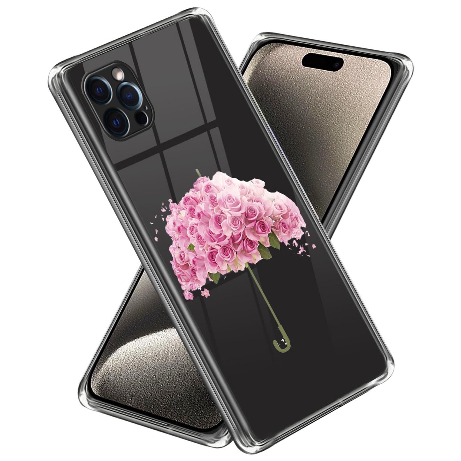 

For iPhone 16 Pro Max Case Pattern Printed Shockproof TPU Phone Cover Flower Umbrella