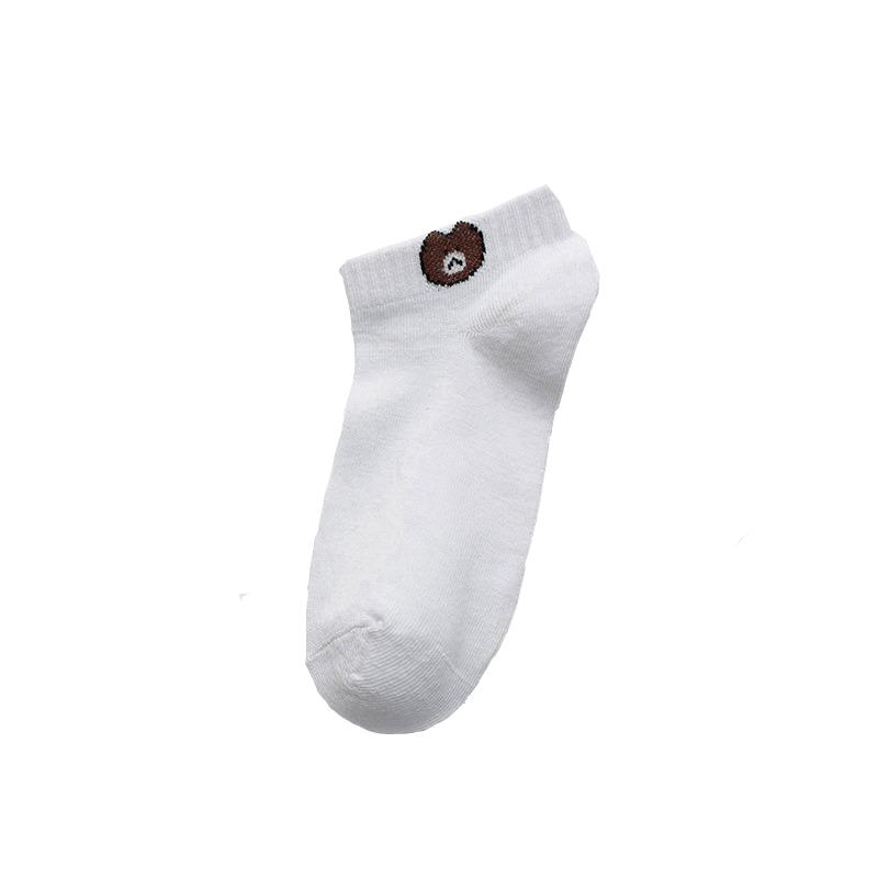 Kawaii Socks Summer Fashion  Artoon Sock Multi Colored Women s Ankle Women Cartoon Bear Print Cartoon Bear Socks белый