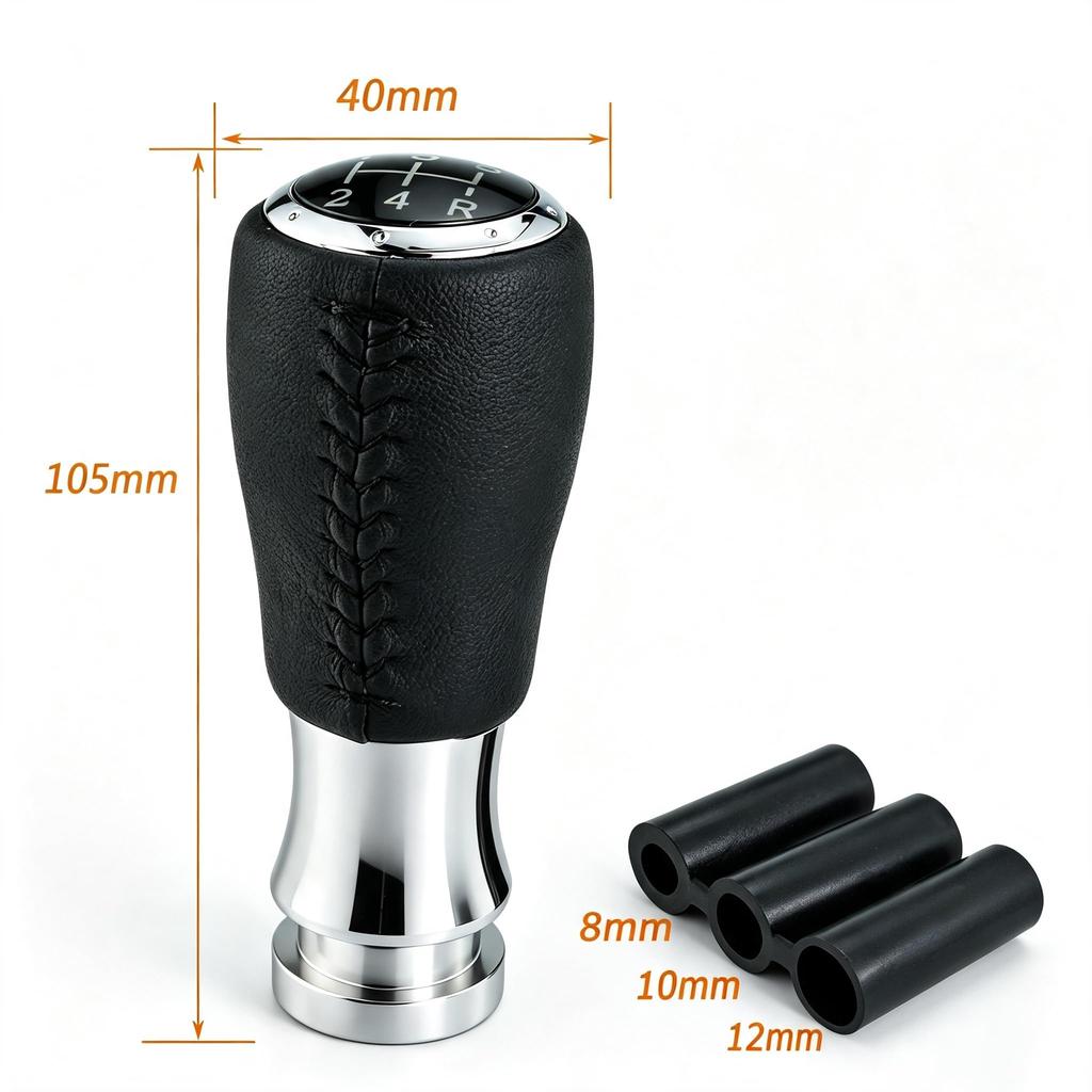 Lunsom Shift MT Car Shift Leather Shift Suitable for Manual Transmission Cars 5-Speed Knob, Lever, Knob, (Black Stitching)