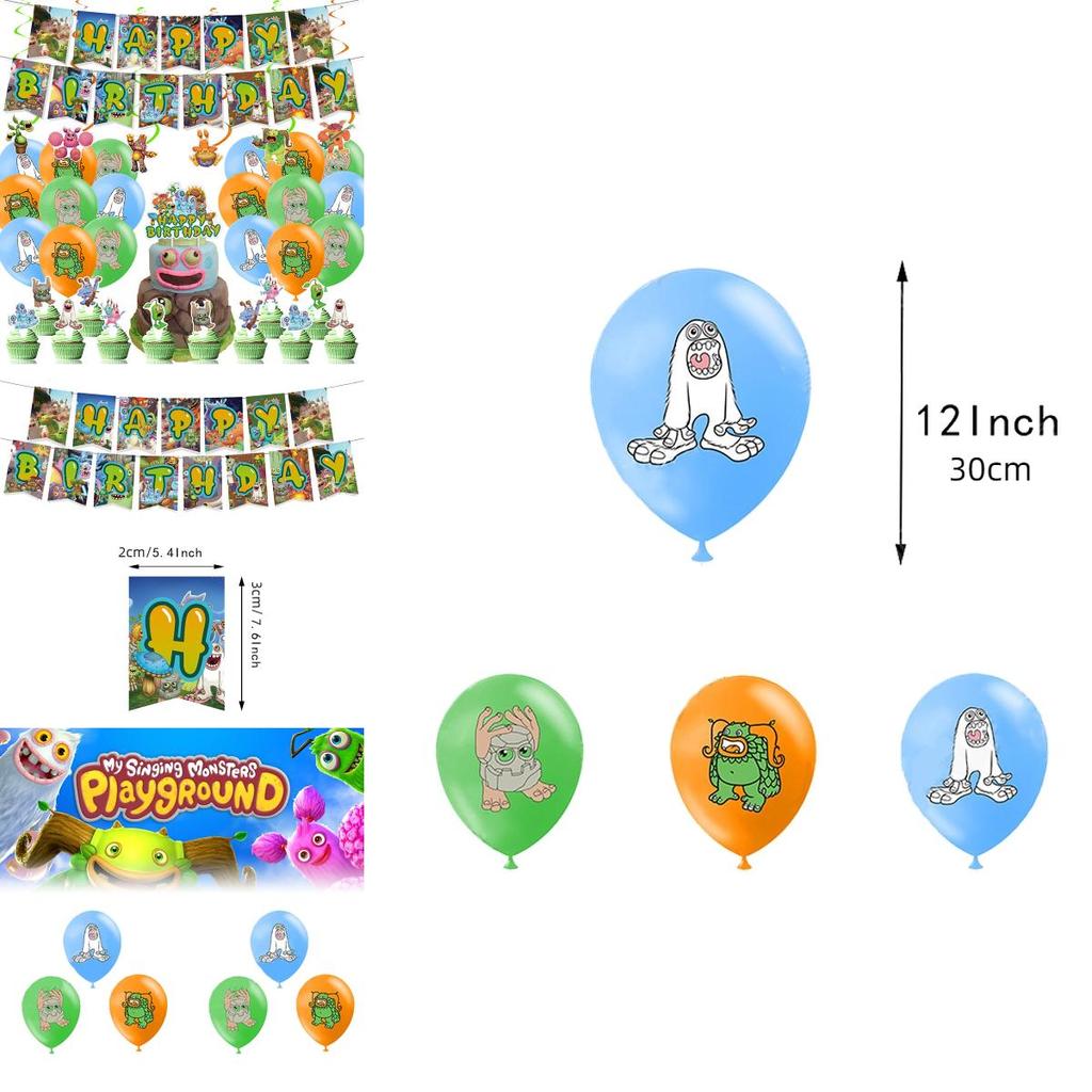Singing Monster My Theme Birthday Banner Balloon Party Supplies Set Decorations