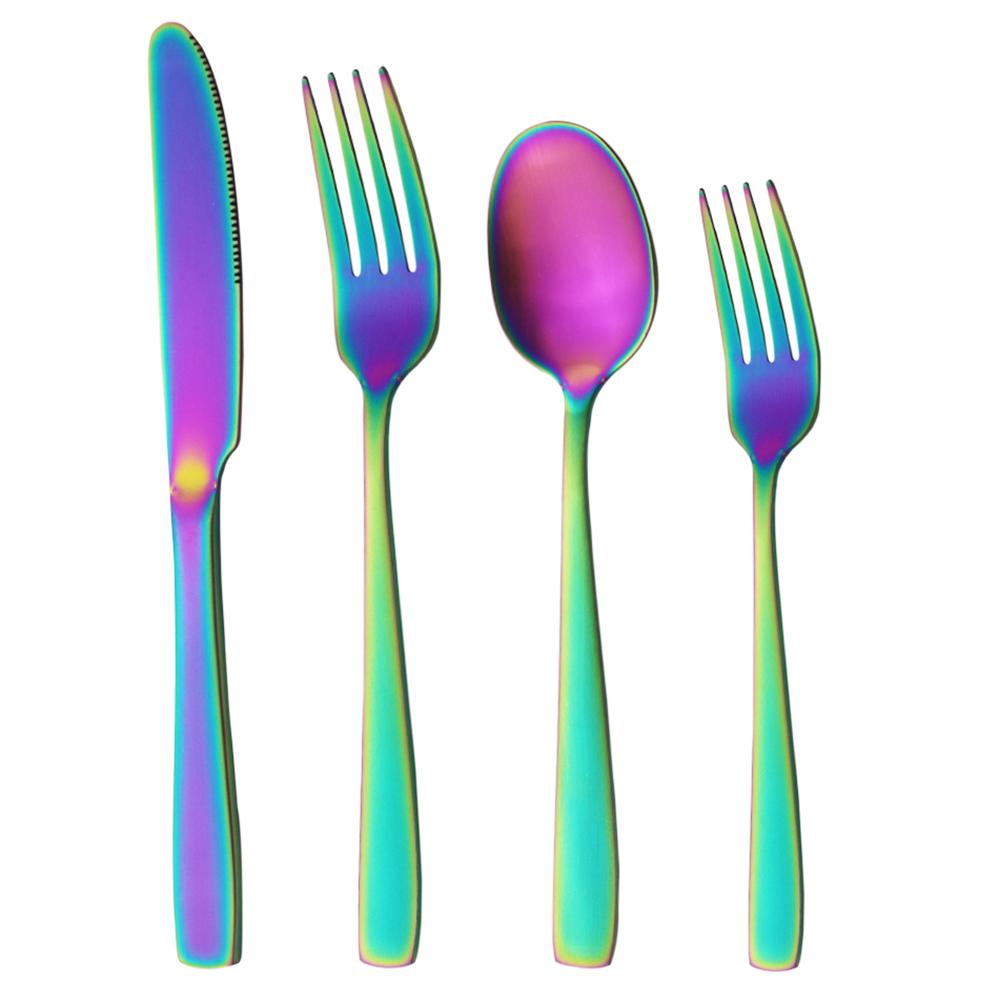 Matt 4stk Rose Gull Servise Rustfritt Stål Sett Knivgaffel Skje Dessertgaffel Bestikksett Servise Kjøkken Western Matsett