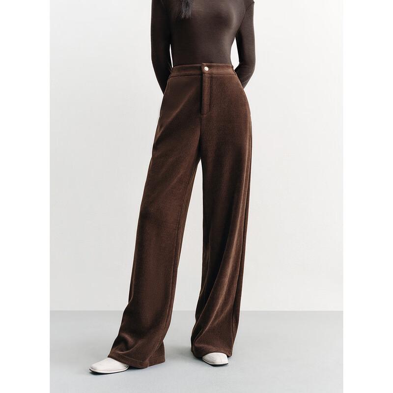 PEACEBIRD Women's High-Waist Chenille Wide-Leg Trousers