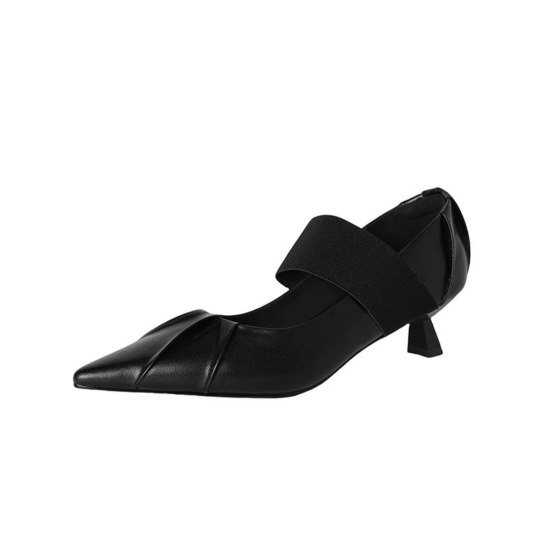 Fashion New Spring/Summer Sheepskin Women Pumps Shoes for Women Fashion Mixed Color Pointed Toe Mary Jane Shoes Mid Heel Women Shoes