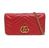 [Pre-Owned] GG Marmont Red Leather Quilted Wave Crossbody Bag With Gold Hardware And Detachable Shoulder Strap - Very Good #1BA4LO0