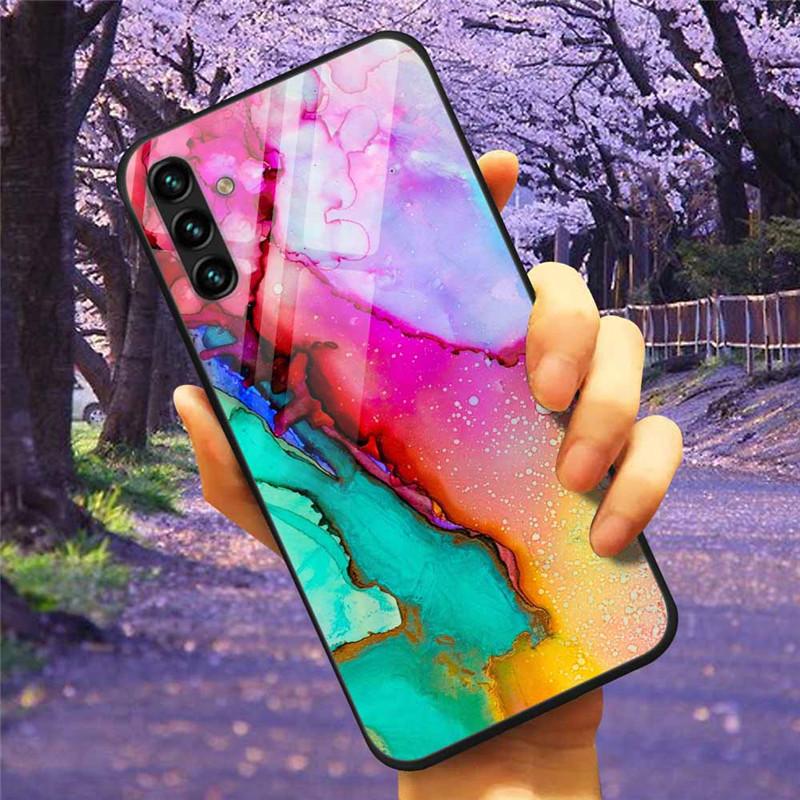 For Samsung A34 A54 A14 A7 2018 Case GalaxyA54 Glass Tempered Hard Cover Coque for Samsung Galaxy A34 5G GalaxyA34 Space A 14