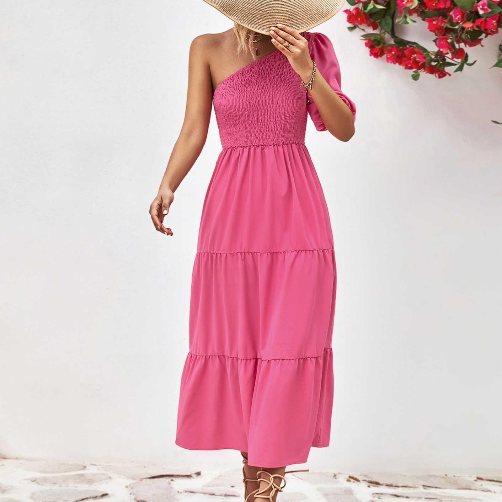 

Женское летнее однотонное платье с открытыми плечами и пышными рукавами XL