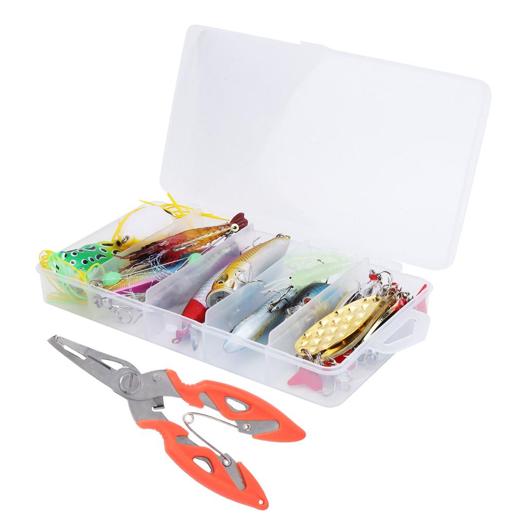 22Pcs Box Artificial Simulation Hard Soft Mixture Lure Bait Set with Plier Fishing Tackle