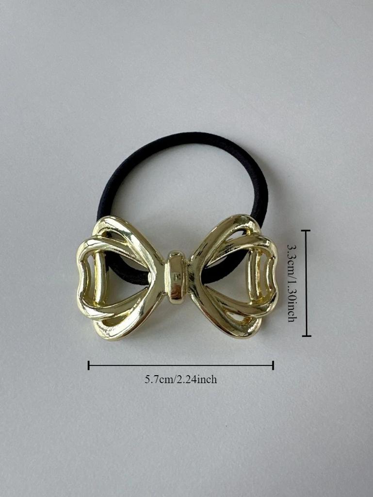 Fashion Metal Chunky Round Dome Bow Ponytail Hair Rope for Women Horsetail Retainer Elastic Hair Ties Girl Jewelry Accessories