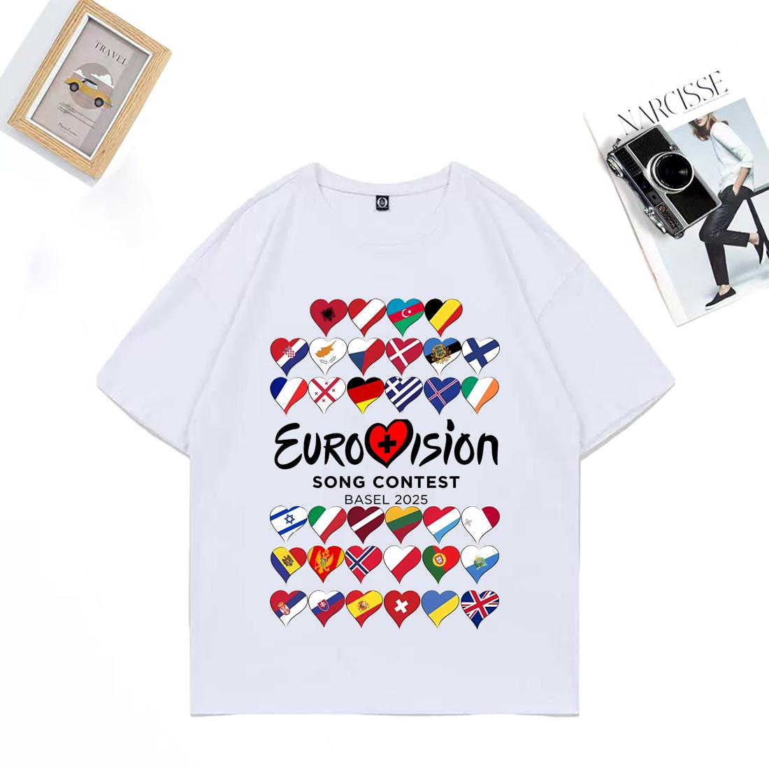 

Eurovision Song Contest Malmo Vintage 2025 T Shirt Men Women Summer Pure Cotton Malmo Music Festival Tee Shirt Graphics T-shirts S