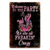 Welcome Party Flamingo Retro Metal Wall Art Vintage Decor Iron Sign 12x8 Inch
