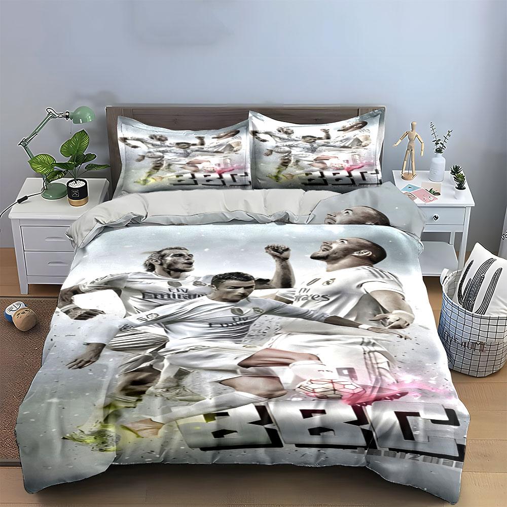 Soccer players with "BBC." Bedding sets Duvet cover sets Duvet covers Pillowcases(1 * Duvet Cover 2 * Pillowcases without duvet insert)