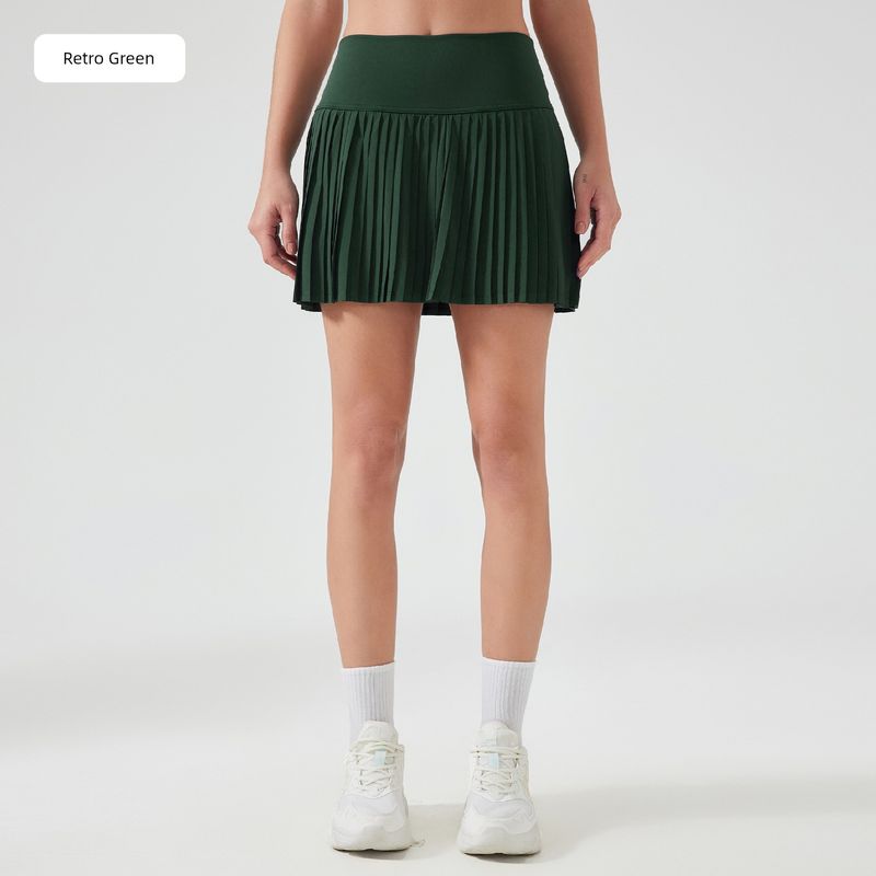 

2025 New Arrival Sports Outdoor Ruched Elegant Tennis Skirt Quick-Drying High Waist Belly Contracting Side Bag Fashion Tape Sports Shorts Retro Green (NEW) 12 (70.00 kg-75.00 kg