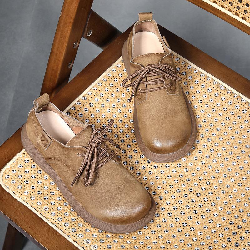 Women's Designer Shoes Woman Genuine Leather Lace Up Loafers Woman Sneakers Winter Flat Female Offer Moccassins Barefoot Genuine