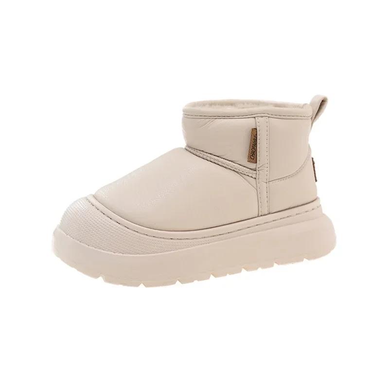 

Модные зимние новые толстые сноубутсы женские модные с круглым носком с рукавом противоскользящие износостойкие короткие ботинки 41 бежевый