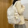 Multi-compartment Bow Pattern School Bag Multi-pocket Rucksack Floral Print Backpack  Travel