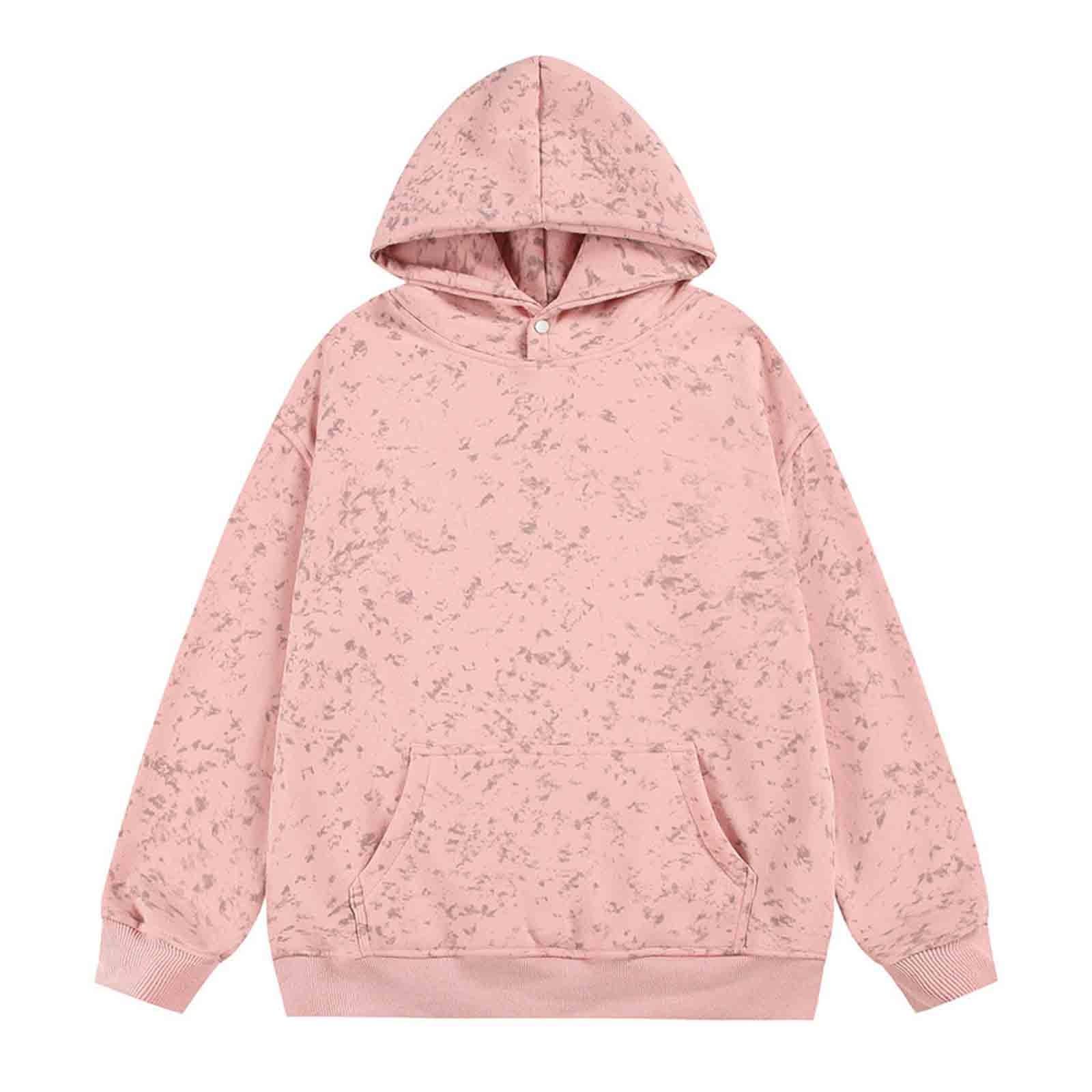 

Men s Casual Hoodie,loose,large-sized Tie-dye Printed Hoodielong-sleeved Pocket Downcast Shoulder Hoodie L розовый