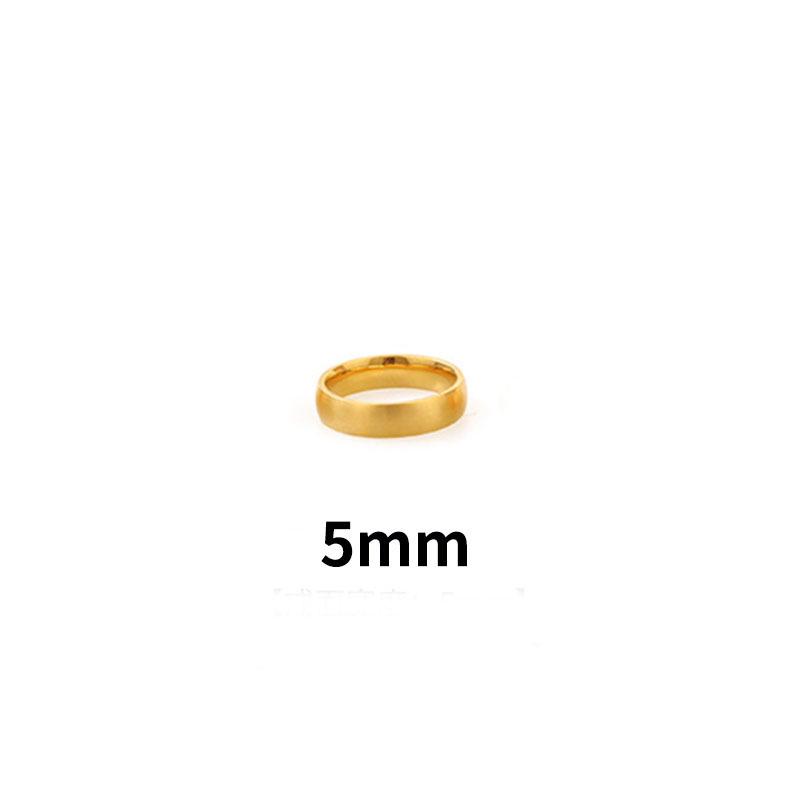Brushed Titanium Steel Women's Ring with 18K Gold Accents - Modern Cold Style for Couples