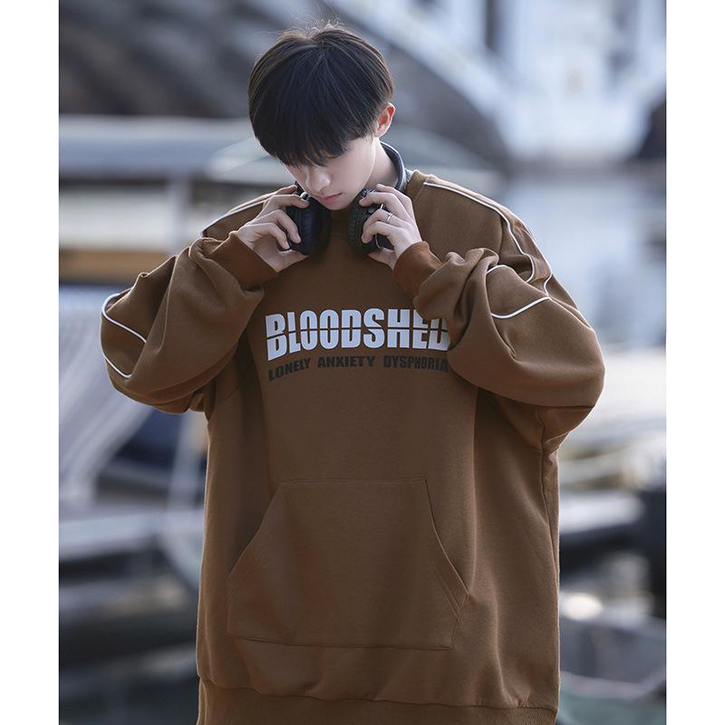 

Осенняя новая повседневная свободная толстовка мужская модная круглая горловина для пары в том же стиле с длинными рукавами 3XL