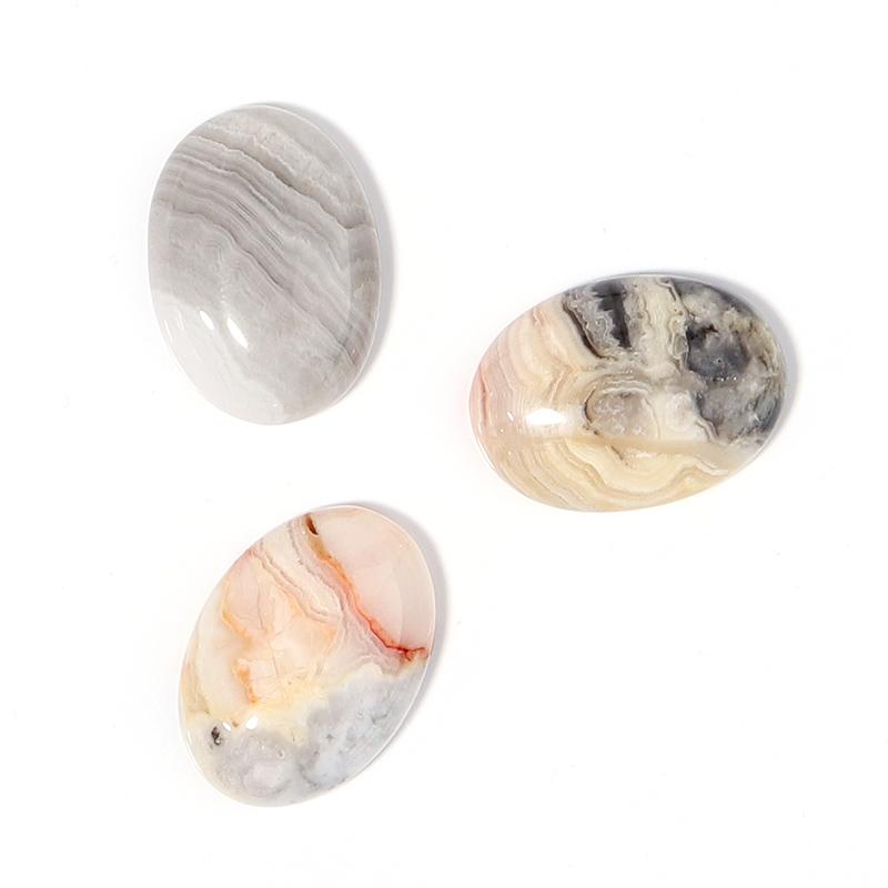 2Pcs Oval Agate Cabochon 18x25mm Natural Green Stone Spacers Pendant Ring Charm Flat Diy Jewelry Finding Materials
