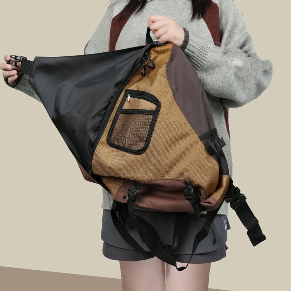 

Retro Nylon Bag Men Large Capacity School Tote Bag Durable Men s Shoulder Bag Youth коричневый