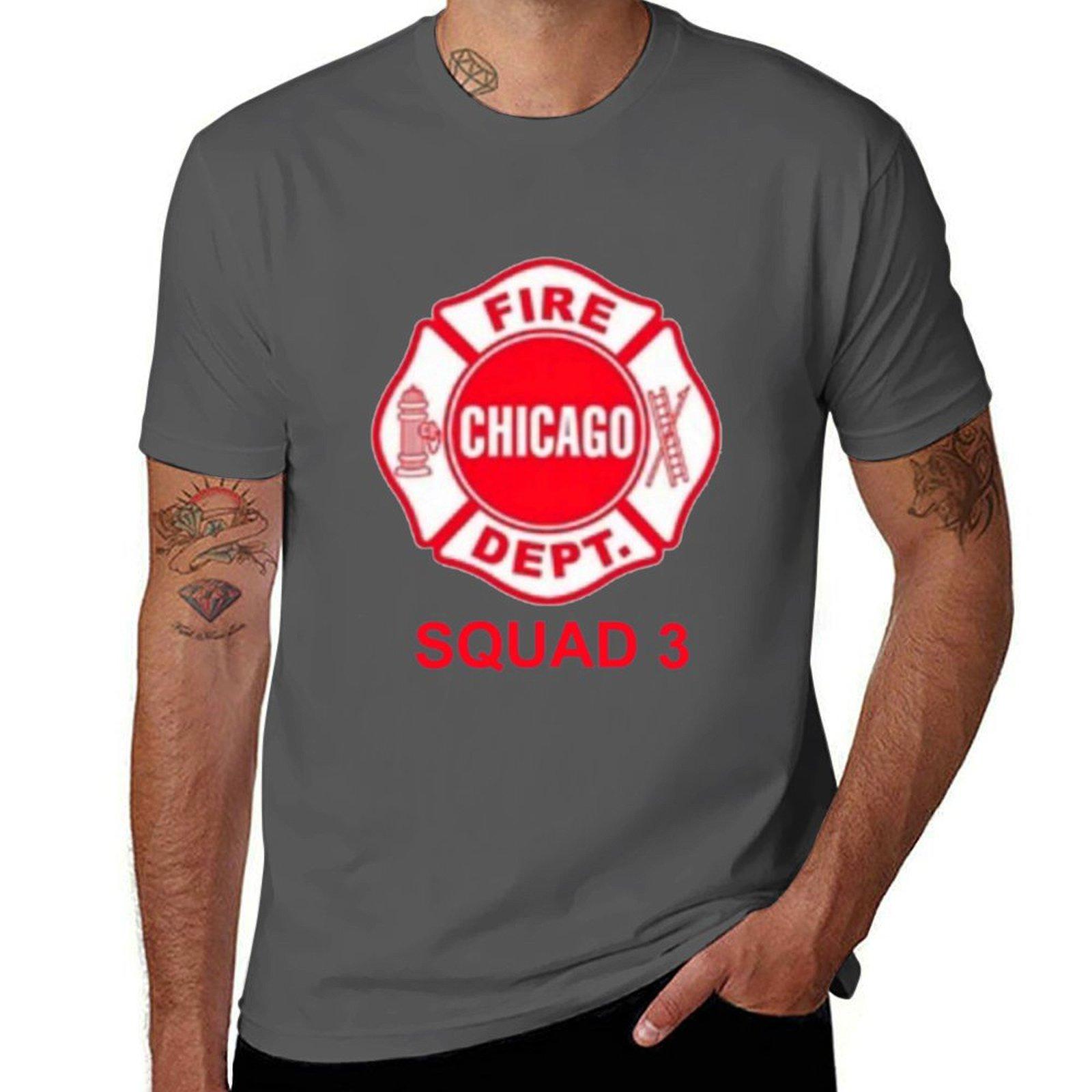 

Chicago Fire Squad 3 E T-Shirt heavyweights Aesthetic clothing mens clothes XL