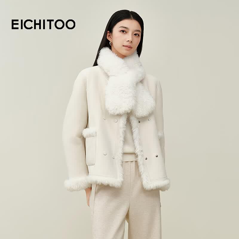 EICHITOO Faux Lamb Wool Short Coat