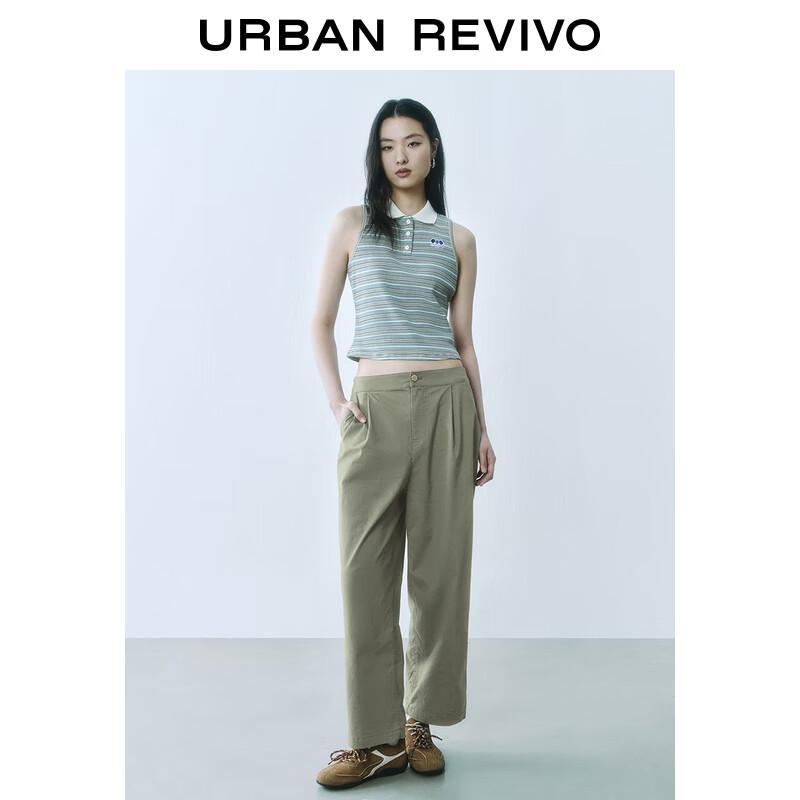 UR Women's Casual Half Elastic Waist Cropped Carrot Pants