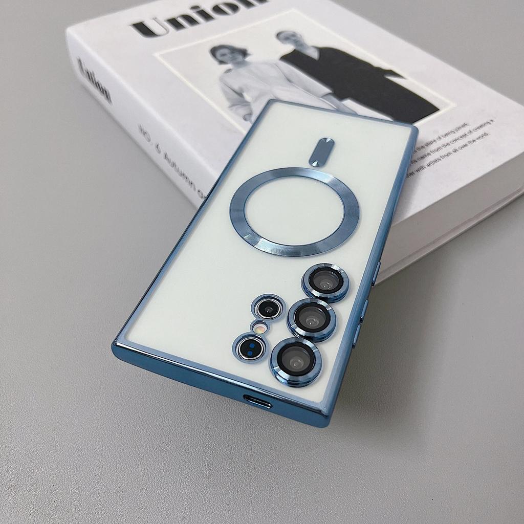 Husă Transparentă Plată Magsafe pentru Samsung Galaxy S25 S24 S22 S21 S23 Ultra Plus Încărcare Magnetică Wireless Acoperire Moale din Silicon