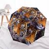 1 PC Automatic Folding Umbrella - Vintage Tigers Art Pattern, Portable & Foldable Design with 8 Ribs, Christmas Birthday Gifts