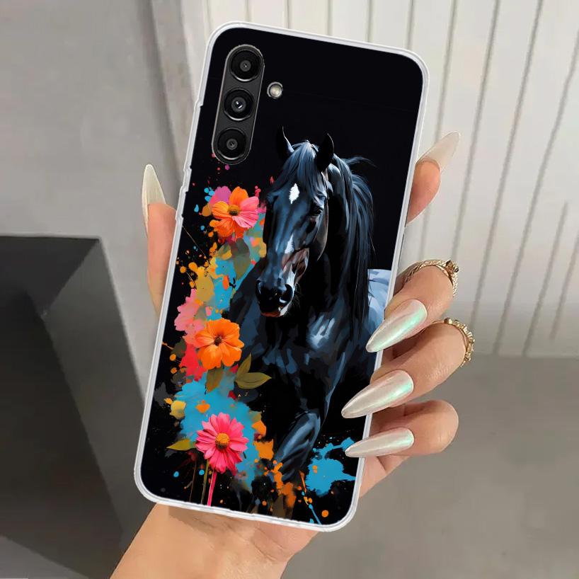 Animal Black Horse Phone Case for Samsung Galaxy A17 A16 A37 A26 A36 A57 A56 A15 A25 A35 A55 A14 A24 A34 A54 A13 A23 A33 A53 Gal