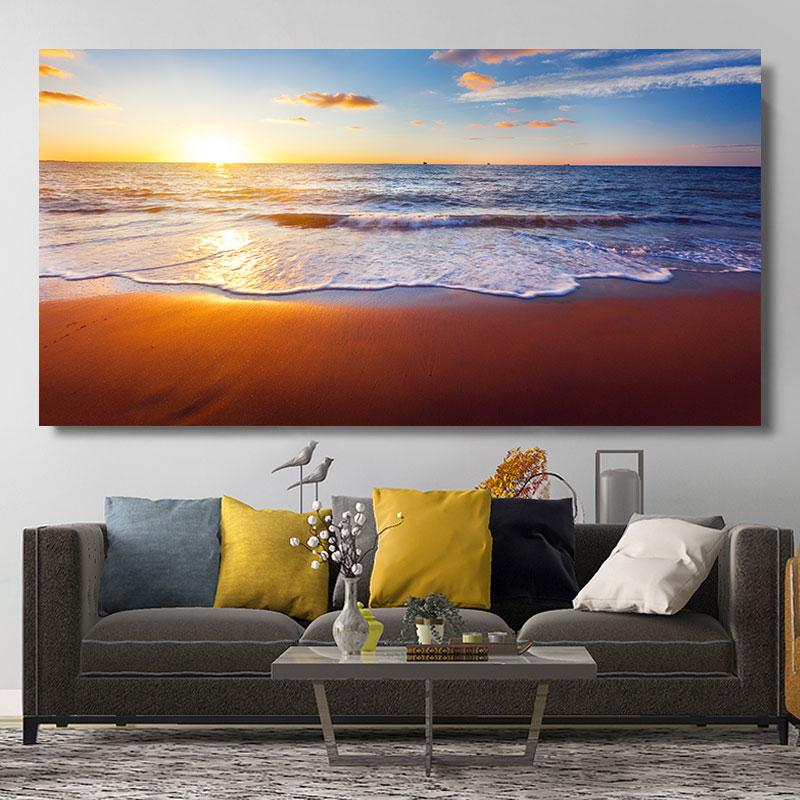Natural Modern Seascape Wall Pictures Landscape Beach Sea Ocean Canvas Painting Wall Art Posters for Living Room Decor Cuadros