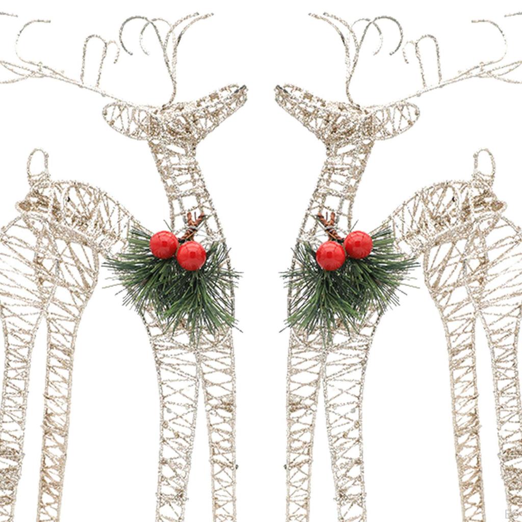 2Pcs Weihnachten Dekorationen Rentier Dekore Tabletop Dekorative Beleuchtete Deer Figuren Hof Ornament