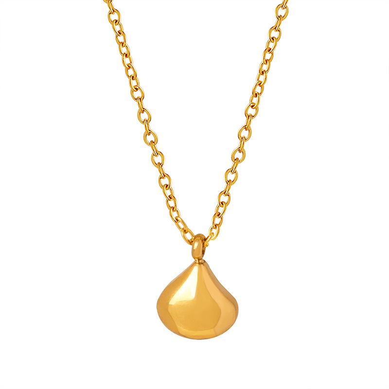 European & American 18K Gold Water Drop Necklace - Titanium Steel, Colorfast, Versatile Clavicle Chain, Retro Hip Hop Niche Jewelry for Women