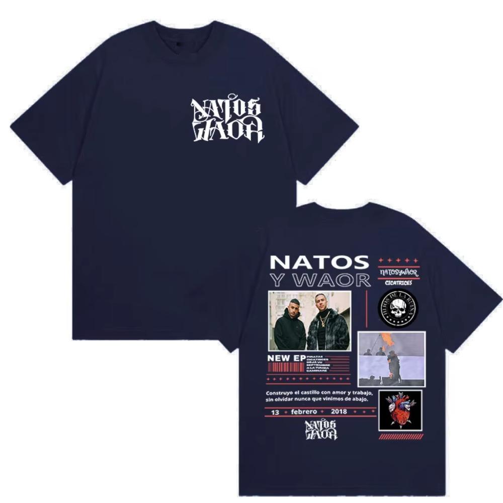 Rapper NATOS WAOR Album 2025 Merch T-Shirt Herren Hochwertige Mode O-Ausschnitt T-Shirt Hip Hop Übergroße T-Shirts Streetwear